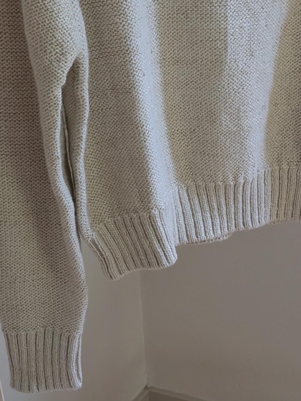 NWT H&M Contrast Striped Collared Zip-Front Polo Sweater In Cream/Black - M - Picture 6 of 8